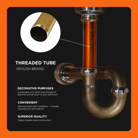 Everflow Threaded Tube for Tubular Drain Applications, 22GA Brass 1-1/2"x12" 22512